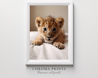 Cuddly Lion Cub Print, Safari Animal Nursery Wall Art, Perfect for Baby's Room Decor, Perfect Baby Shower Gift