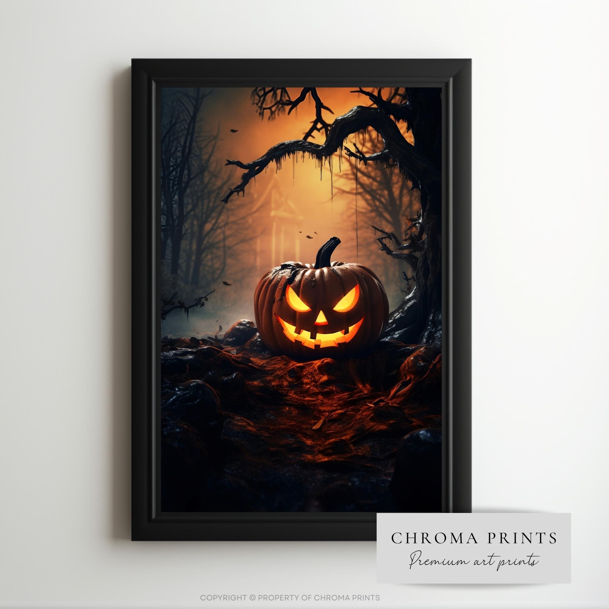 Creepy Jack O Lantern Print | Vintage Poster | Art Poster Print | Dark ...