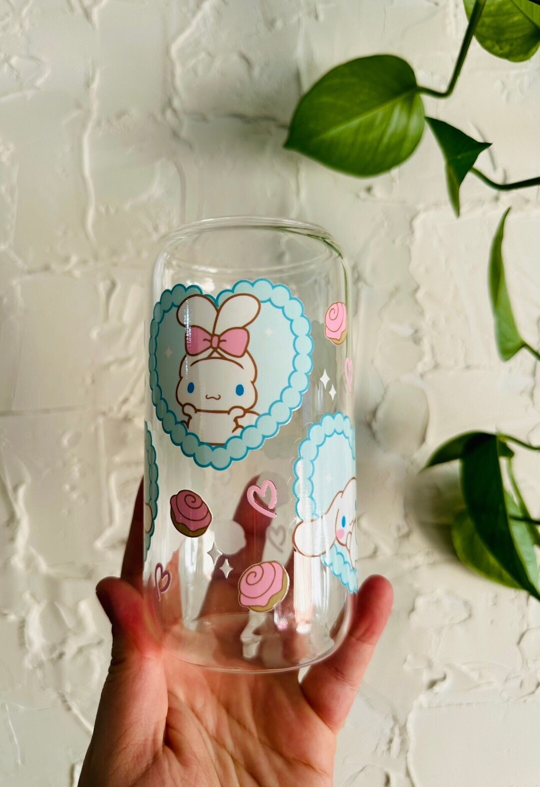 16 Oz Cinnamoroll Cute Glass Cup Sanrio Glass Cup Valentines Day Hello Kitty Cup Etsy