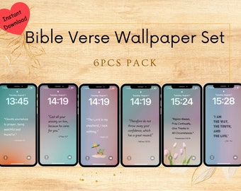 Lot de 6 fonds d'écran iPhone de versets bibliques, fond d'écran de téléphone iphone, fond d'écran de téléphone 4k, arrière-plans iphone, versets bibliques encourageants