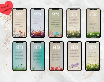 Lot de 10 versets de la Bible, fonds d'écran iPhone avec une fleur en arrière-plan, fond d'écran de téléphone 4k, arrière-plans d'iphone, versets bibliques encourageants