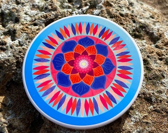 Ceramiczna podstawka z mandalą I Pływające piękno I Boho wystrój domu I Prezent na jogę i uważność