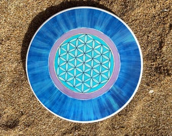Ceramiczna podstawka pod kubek „Kwiat Życia” I Boho wystrój domu I Prezent na jogę i uważność I Oryginalna sztuka