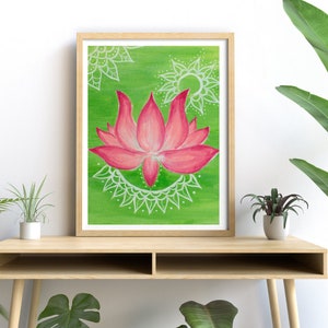 Heart Chakra Lotus Printable Wall Art * Lotus Wall Art * Yoga Studio Decor * Boho Home Decor * Instant download