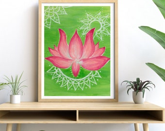 Heart Chakra Lotus Printable Wall Art * Lotus Wall Art * Yoga Studio Decor * Boho Home Decor * Instant download