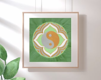 Yin Yang Mandala Printable Wall Art * Mandala Wall Art * Yoga studio decor * Boho home decor * Instant download