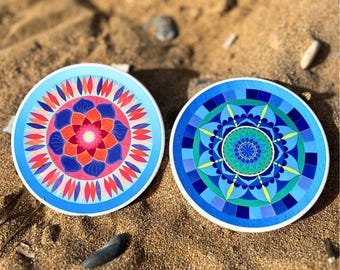 ZESTAW 2 Podstawek Ceramicznych z Mandalą - Boho Home Decor I Prezent na Jogę i Uważność