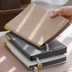 Personlig guldgraverad A5 PU-läder anteckningsbok – Anpassad namnlogg