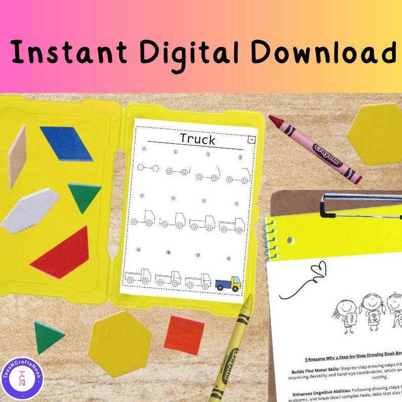 Instant Digital Download, How To Draw Vehicles, How To Draw Cars, Art Learning Materials For Kids
