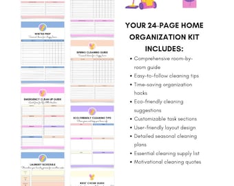 Home Cleaning Checklist Bundle: Family Chore Chart & Declutter Challenge (PDF Download)
