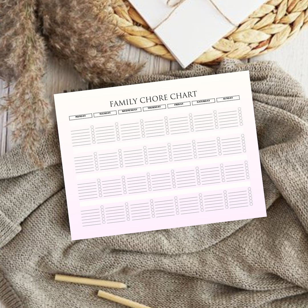 Chore Rota Editable Family Chore Chart: Printable Cleaning Schedule (PDF) - Etsy UK