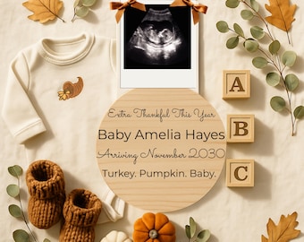 Thanksgiving Baby Announcement: Editable Social Media Template (Digital Download, Personal Use Only)