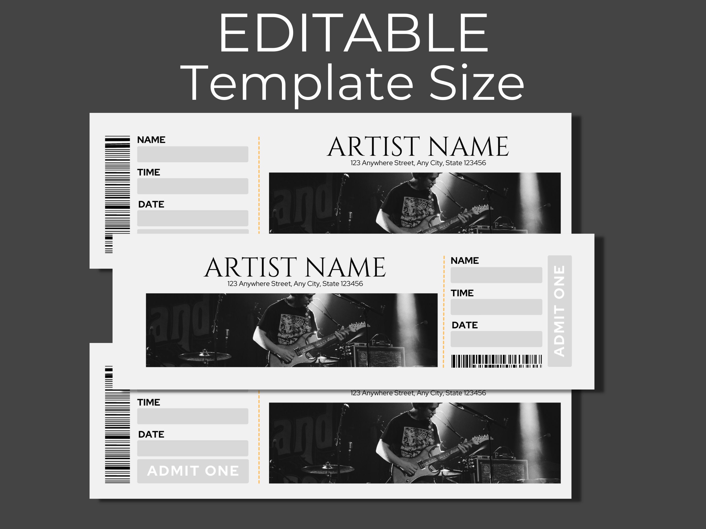 Editable Event Ticket Template: DIY Concert Ticket in Canva - Etsy