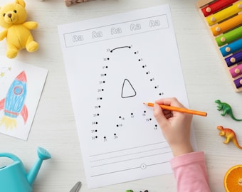 Alphabet Dot To Dot Activity Book Connect The Dots ABC Preschool Number Sequencing Fine Motor Skills Worksheets