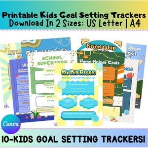Printable Kids Goal Setting Worksheets | Kids Daily Goal Tracker | Child Weekly Goals Planner | Goal Setting for Children | Digital Download
