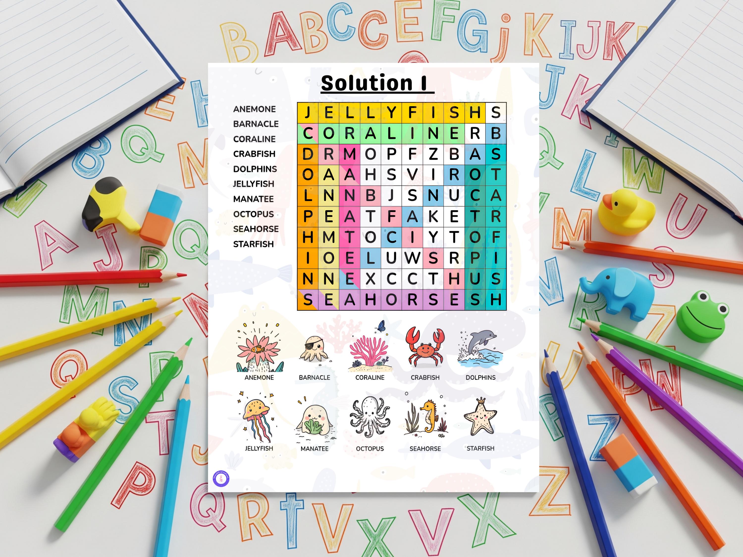 Ocean Animals Word Search Puzzle for Kids Printable Sea Life Activity ...