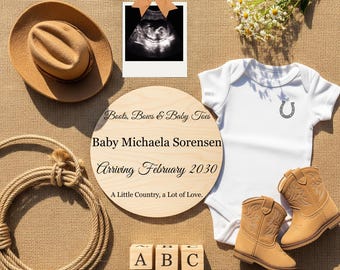 Country Pregnancy Announcement Digital , Country Themed Editable Template, Western Pregnancy Announcement, Gender Neutral Social Media Post.