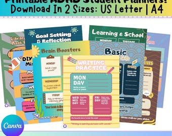 ADHD Weekly Daily Routine Chart Printable for Kids Autism Visual Schedule: Student Organization Planners (PDF Download)