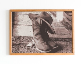 Rustic Cowgirl Boots Print: Farmhouse Western Decor (Digital Download)