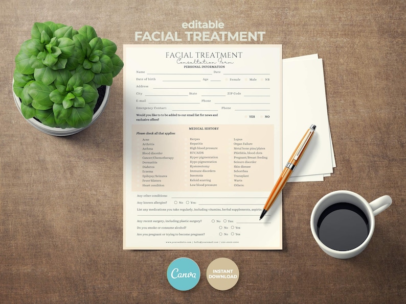 Editable Facial Consent Form Template: Med Spa Esthetician Client ...