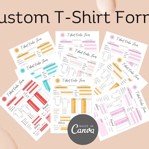 CUSTOM TSHIRT FORM - Custom Canva Template, Custom T-Shirt Order Form Template, Editable Digital Download, Small Business Form, Shirt Forms