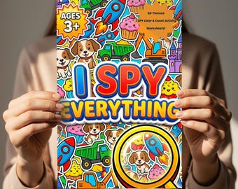 I SPY Everything Printable Activity WorkBook Seek and Find Worksheets for Preschool Kindergarten Color and Count Busy Book PDF Travel Game