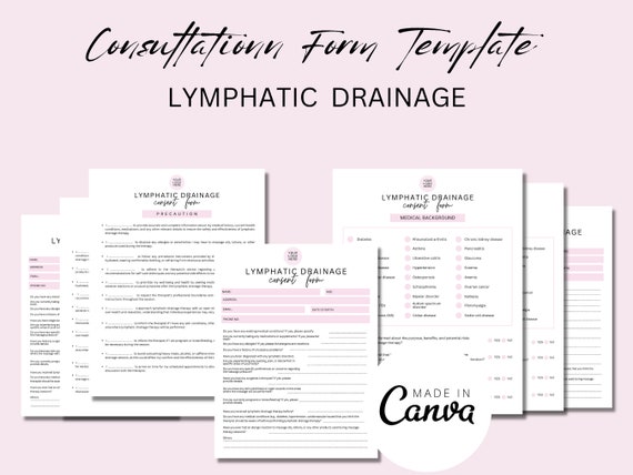 Lymphatic Drainage Consent Form Template: Salon & Spa Intake (Canva)