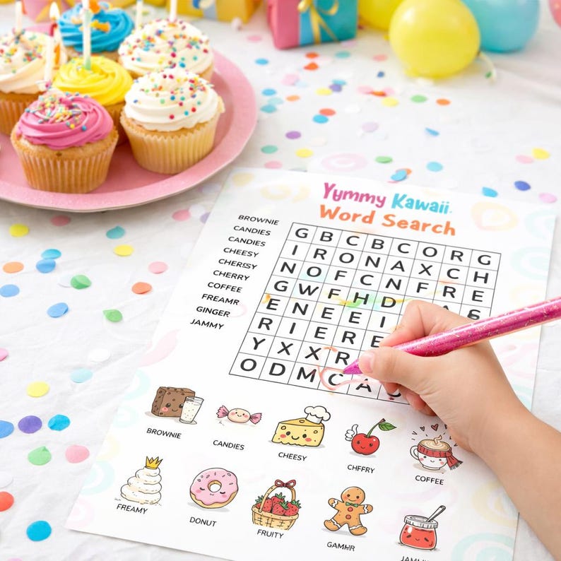 Yummy Kawaii Word Search | Cute Food Puzzles for Kids | Japanese Anime ...