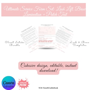 Lash Lift & Brow Lamination Consent Forms: Client Intake Template (Canva Digital Download)
