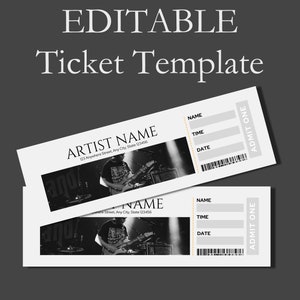CUSTOM TICKET TEMPLATE - Editable Event Ticket, Concert Ticket Printables, Editable Ticket Template Printable, Diy Ticket Template in Canva