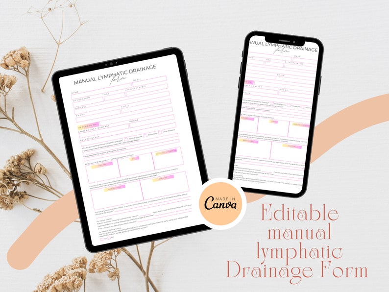Lymphatic Drainage Intake Form Template: Salon & Massage (Canva Editable) image 2