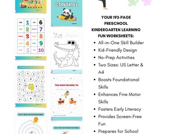 Cuaderno de actividades para preescolar y jardín de infancia: ABC 123, habilidades motoras, aprendizaje temprano (descarga digital)