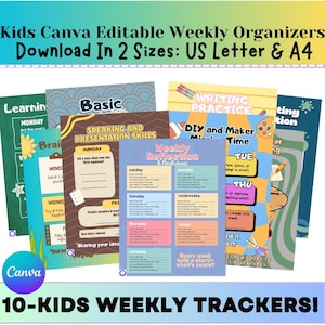 Printable Weekly Planner For Kids | Student Learning Organizer | Kids Homeschool Weekly Schedule | Life Skills Log | Kids Weekly Tracker