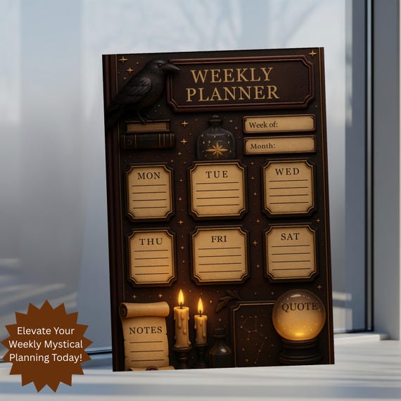 Mystical Weekly Planner 3D Aesthetic Planner Dark Academia Organizer Witchy Weekly Schedule Esoteric Digital Download