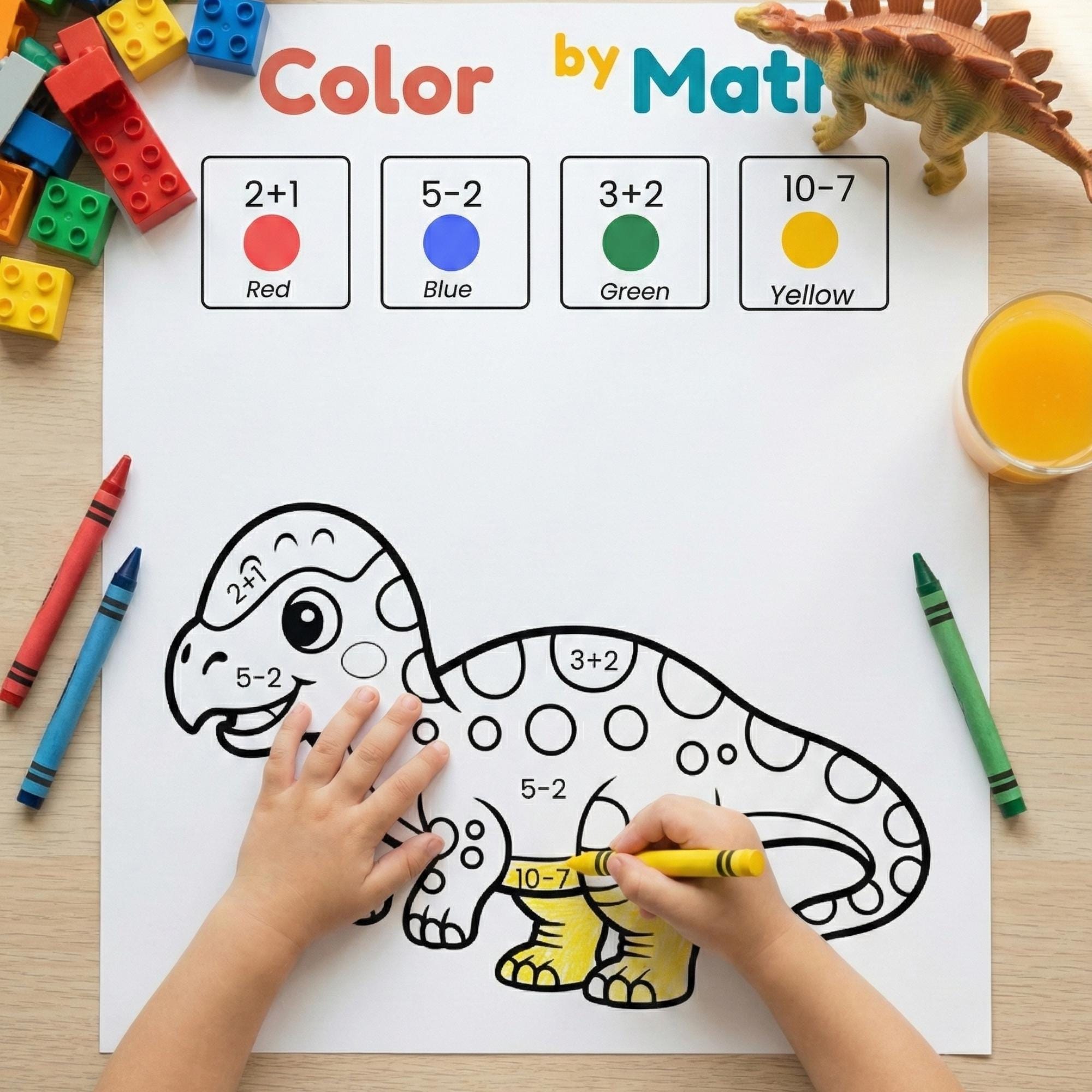 Color by Math Printable Dinosaur Activity Kindergarten Addition and ...