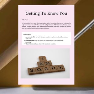 EMPLOYEE QUESTIONNAIRE PRINTABLE - Employee Favorite Things Survey, Getting To Know You, All About Me Questionnaire, Employee Favorites List