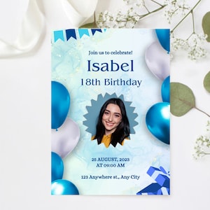 18 BIRTHDAY INVITATION - Editable Birthday Invite, 18th Birthday Party Invite, 18th Invite Template, 18th Birthday Card, Birthday Invitation