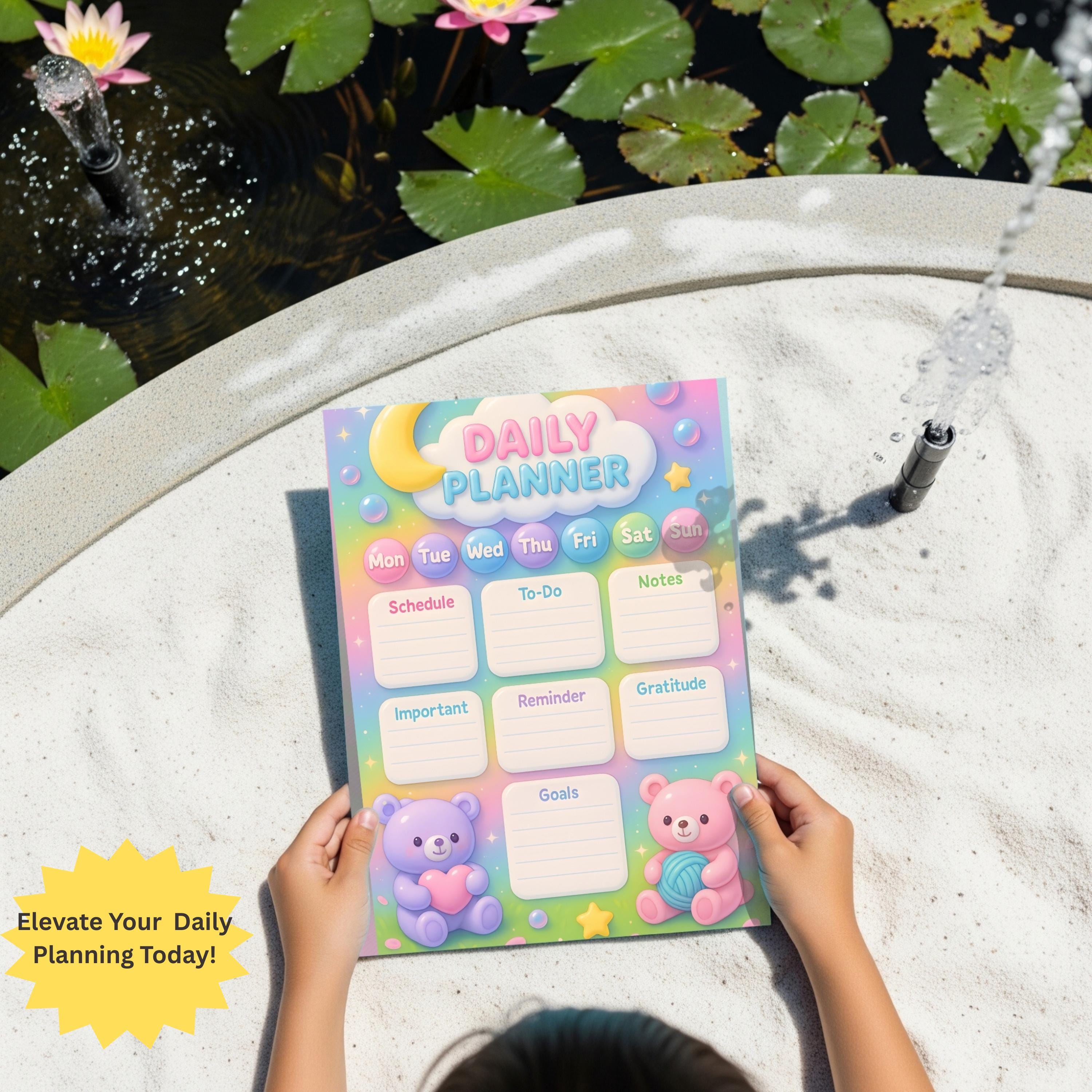 Kawaii Bear Daily Planner 3D Aesthetic Planner Cute Daily Organizer ...