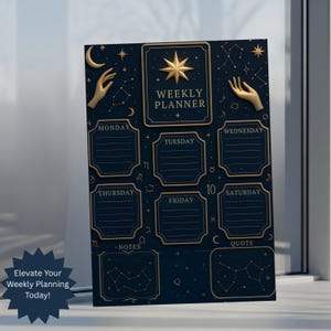 Astrology Weekly Planner Celestial Aesthetic Schedule Zodiac Planner Printable Mystical Self Care Organizer Gold Constellation