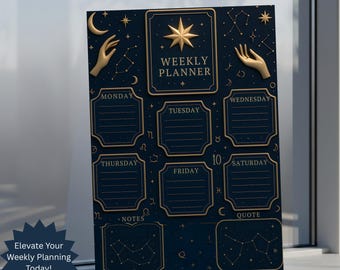Astrology Weekly Planner Celestial Aesthetic Schedule Zodiac Planner Printable Mystical Self Care Organizer Gold Constellation