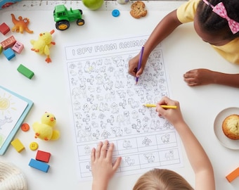 I Spy Farm Animals Printable Seek And Find Activity Preschool Visual Discrimination Kindergarten Counting Worksheet Kids Activity Sheets Eye