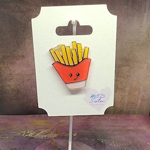 Pin z frytkami z kreskówek - Słodka Chibi Ręcznie robiona pinka - Darmowa nieśledzona wysyłka do USA i Kanady