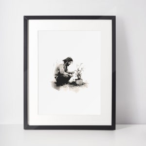 The Parable of the Mustard Seed, Digital Print, Bible Wall Art, Jesus Art, bible sketches, Christian Faith, modern christian art.