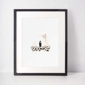 Parable of the Lost Sheep, 99 sheep, Digital Print, Bible Wall Art, bible sketches, Christian Faith, modern christian art, Digital download
