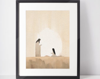 Jesus Heals Sick Woman, Digital Print, Bible Wall Art, Jesus Art, bible sketches, Christian Faith, modern christian art, Jesus painting