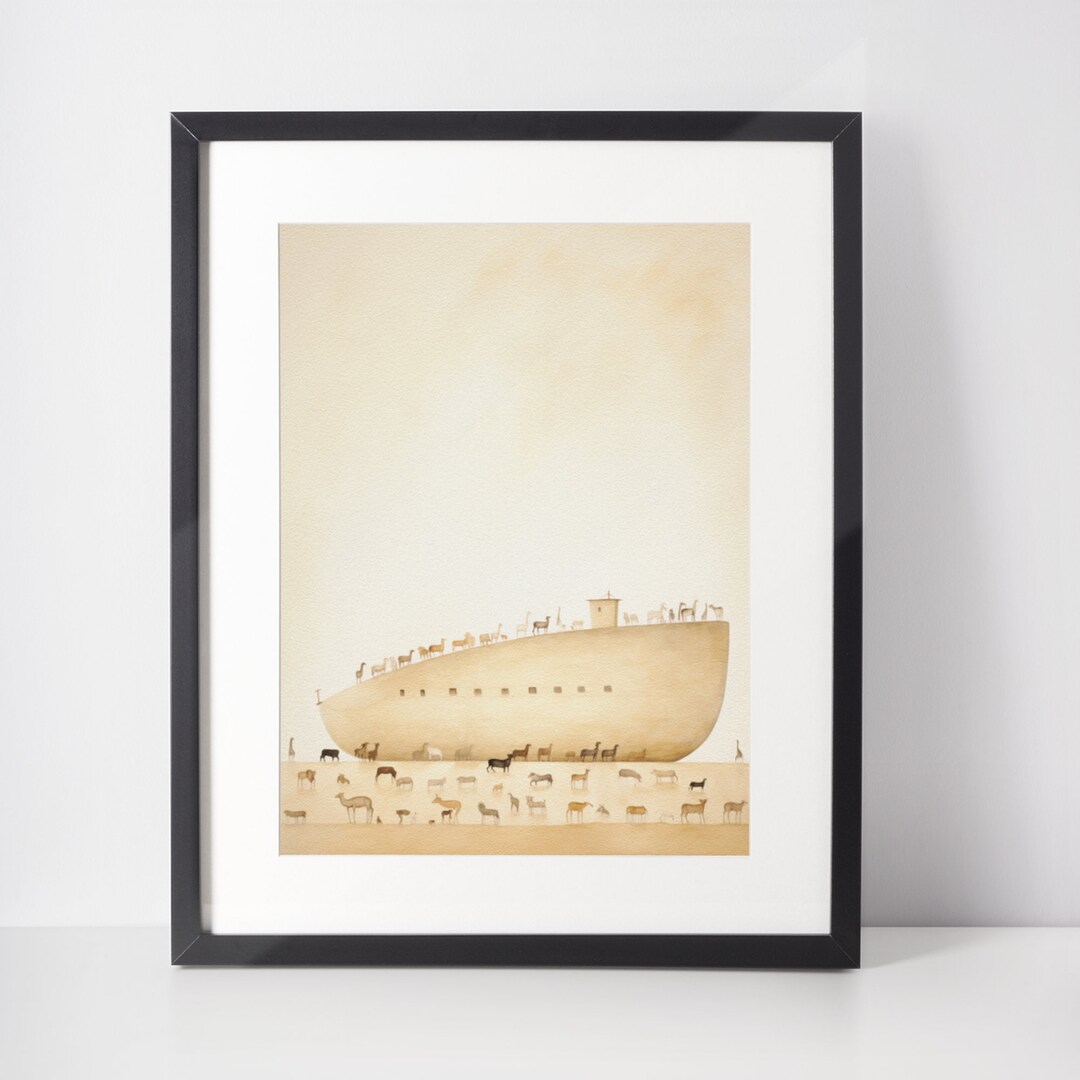 Noah's Ark Digital Print, Bible Wall Art, Jesus Art, Bible Sketches ...