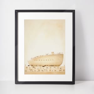 Arche Noah Digital Print, Bibel Wandkunst, Jesus Kunst, Bibel Skizzen, christlicher Glaube, moderne christliche Kunst, Jesus Malerei, Arche Noah Kunst