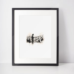 Jesus Feeds the 5000, Digital Print, Bible Wall Art, Jesus Art, bible sketches, Christian Faith, modern christian art, Digital download