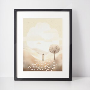 Parable of the Lost Sheep, 99 sheep, Digital Print, Bible Wall Art, bible sketches, Christian Faith, modern christian art, Jesus painting