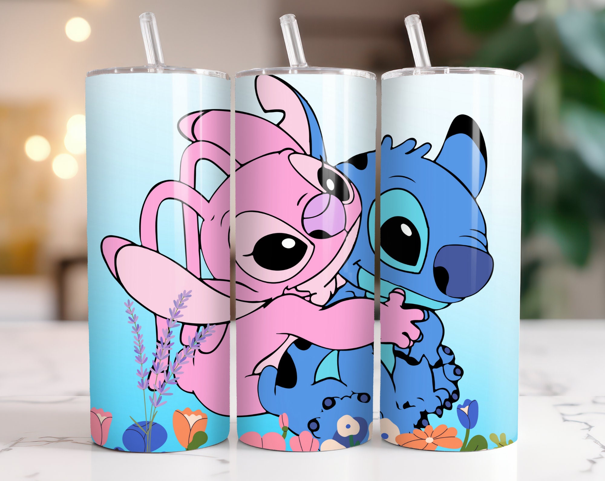 Stitch and Angel 20 Oz Skinny Tumbler Sublimation Wrap PNG - Etsy